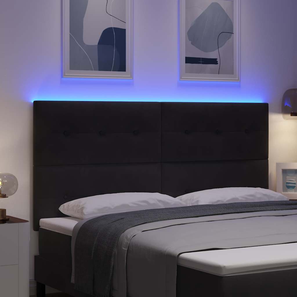 vidaXL LED κεφαλάρι με LED ταινίες φωτός Μαύρο 180 cm Βελούδο