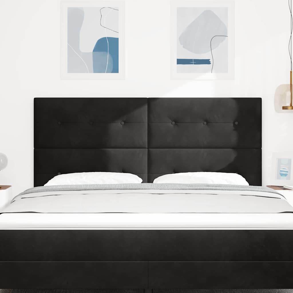 vidaXL LED κεφαλάρι με LED ταινίες φωτός Μαύρο 180 cm Βελούδο