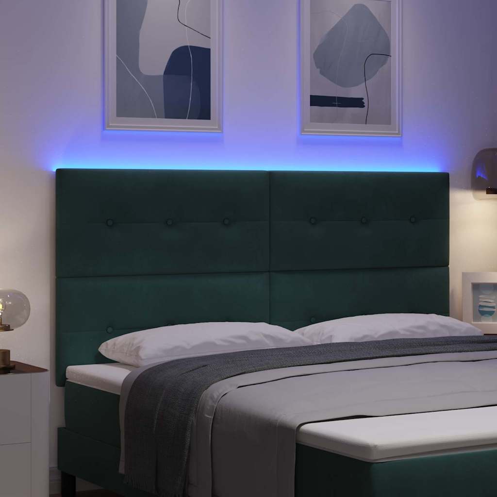 vidaXL LED κεφαλάρι με LED ταινίες φωτός Πράσινο 180 cm Βελούδο