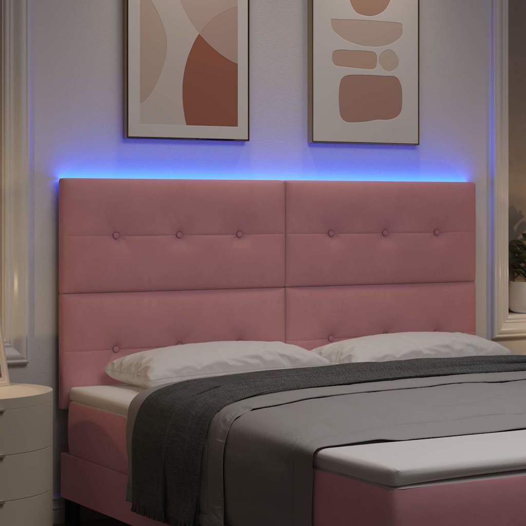 vidaXL LED κεφαλάρι με LED ταινίες φωτός Ροζ 180 cm Βελούδο