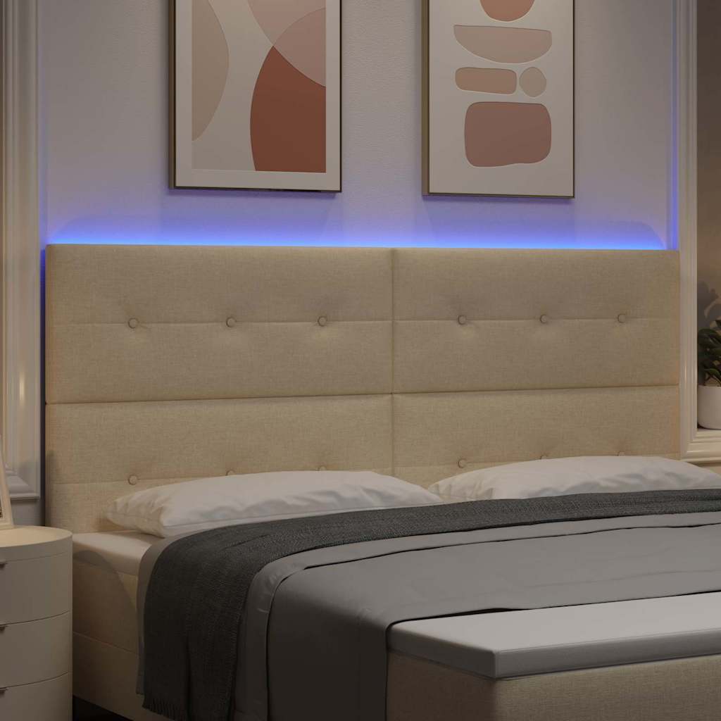 vidaXL LED κεφαλάρι με LED ταινίες φωτός Κρεμ 200 cm ύφασμα