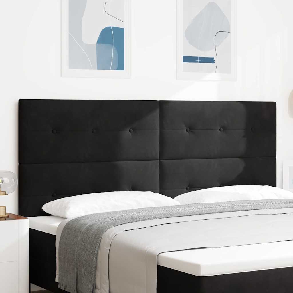 vidaXL LED κεφαλάρι με LED ταινίες φωτός Μαύρο 200 cm Βελούδο