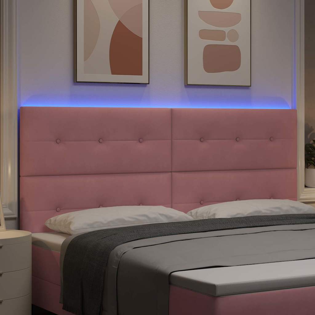 vidaXL LED κεφαλάρι με LED ταινίες φωτός Ροζ 200 cm Βελούδο