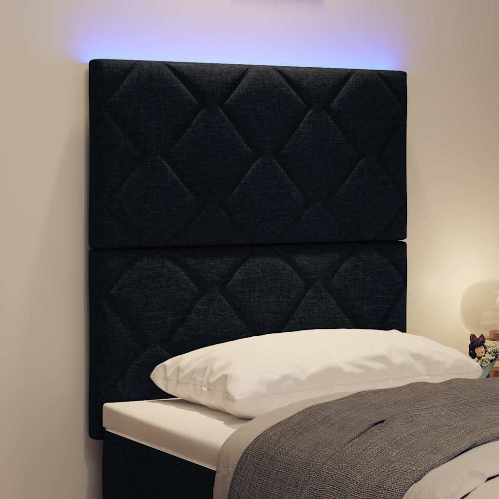 vidaXL LED κεφαλάρι Μαύρο 80 cm ύφασμα