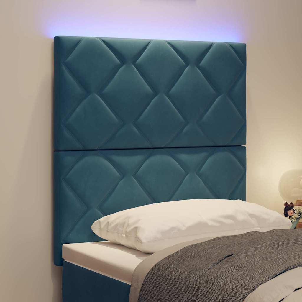 vidaXL LED κεφαλάρι Σκούρο Μπλε 80 cm Βελούδο
