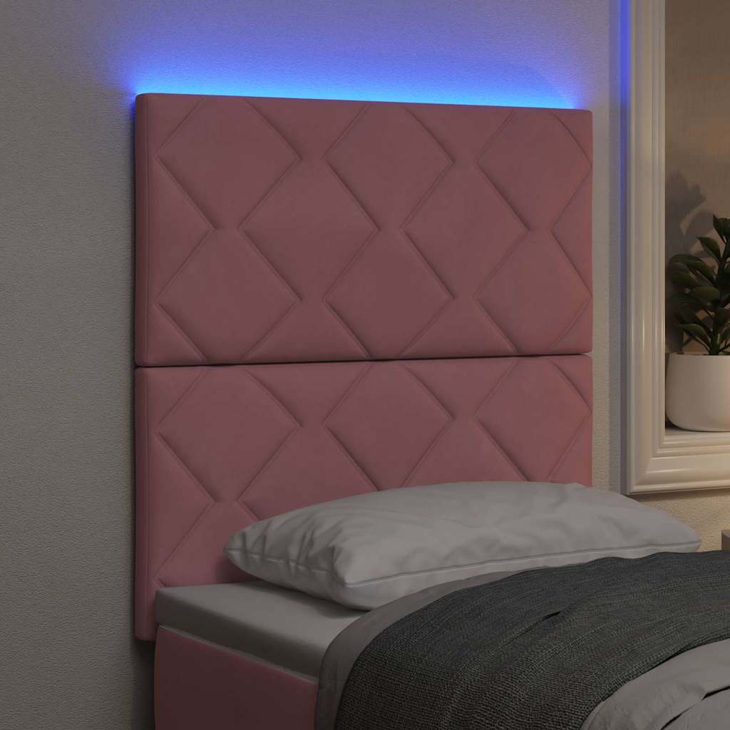 vidaXL LED κεφαλάρι Ροζ 80 cm Βελούδο