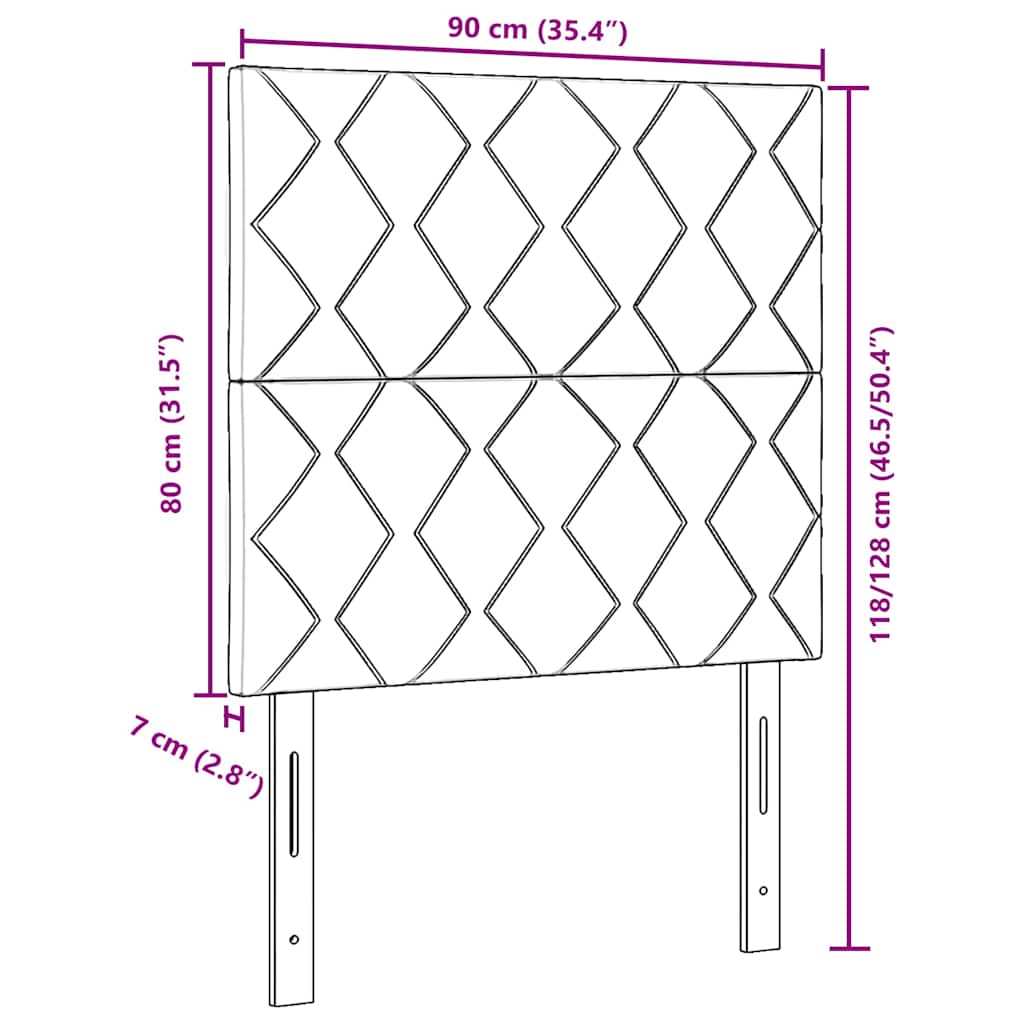 vidaXL LED Κεφαλάρι με φώτα λωρίδας LED Σκούρο Μπλε 90 cm Βελούδο
