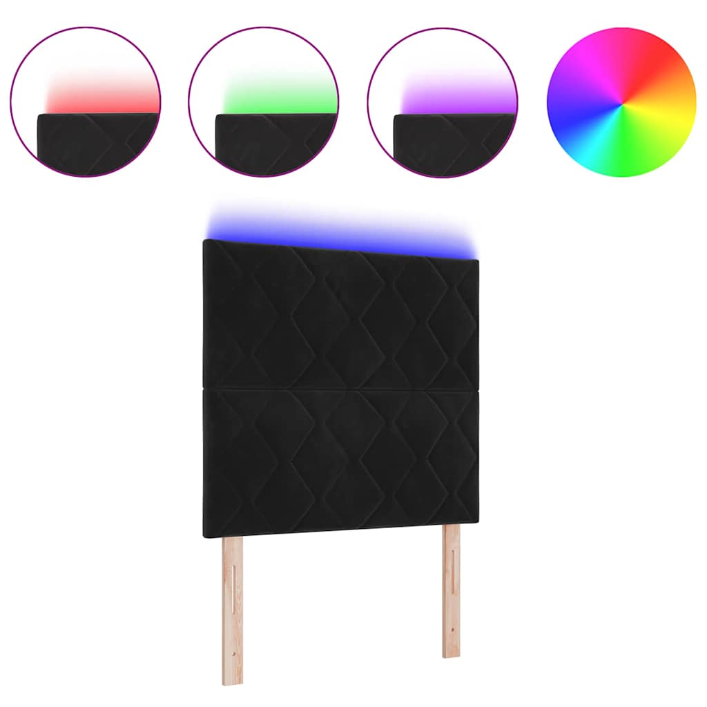 vidaXL LED Κεφαλάρι Διαμαντιών Μαύρο 100 εκ Βελούδο