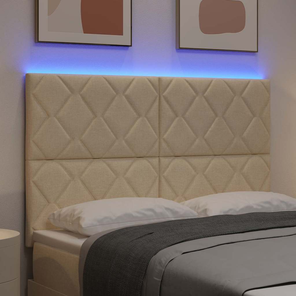 vidaXL LED κεφαλάρι Ανοιχτό γκρι ύφασμα