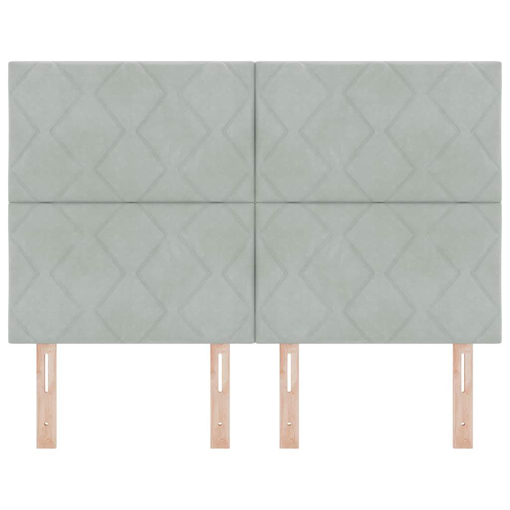 vidaXL LED Κεφαλάρι Σχέδιο Διαμαντένιων Μπλοκ Ανοιχτό Γκρι 144 cm Βελούδου