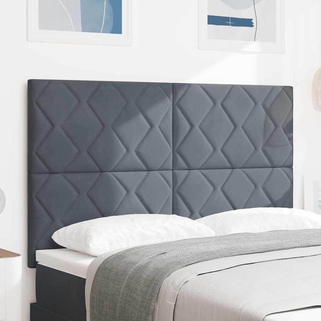 vidaXL LED κεφαλάρι Σκούρο Γκρι 144 cm Βελούδο