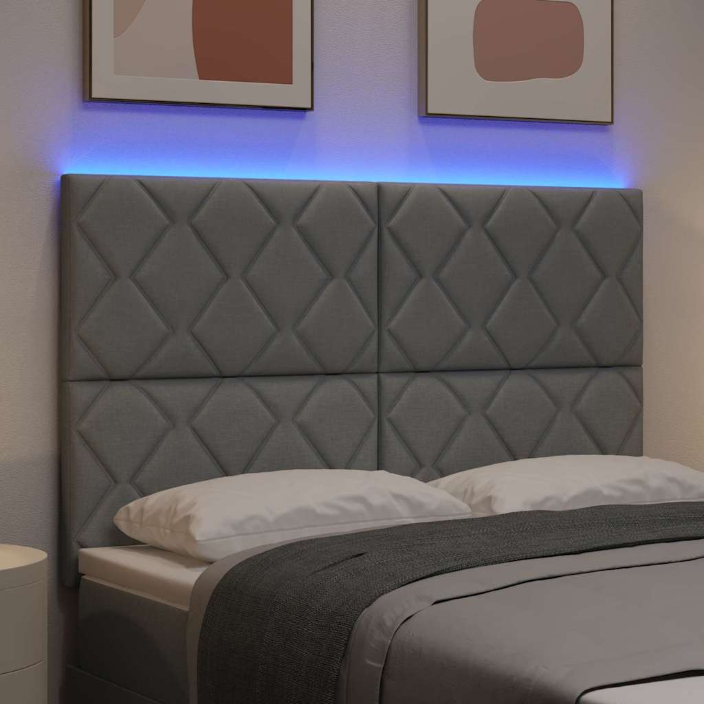 vidaXL LED κεφαλάρι Ανοιχτό γκρι ύφασμα