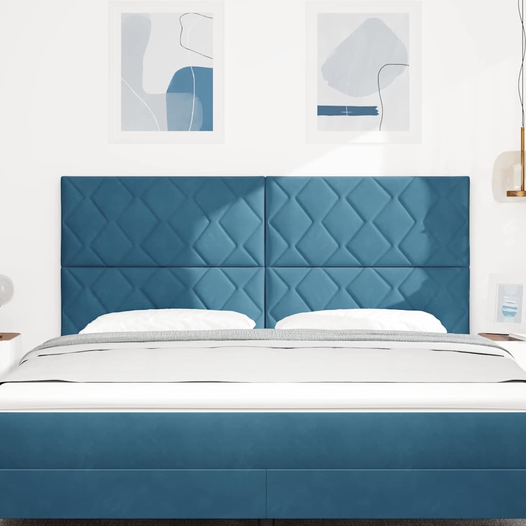 vidaXL LED κεφαλάρι Σκούρο Μπλε 180 cm Βελούδο