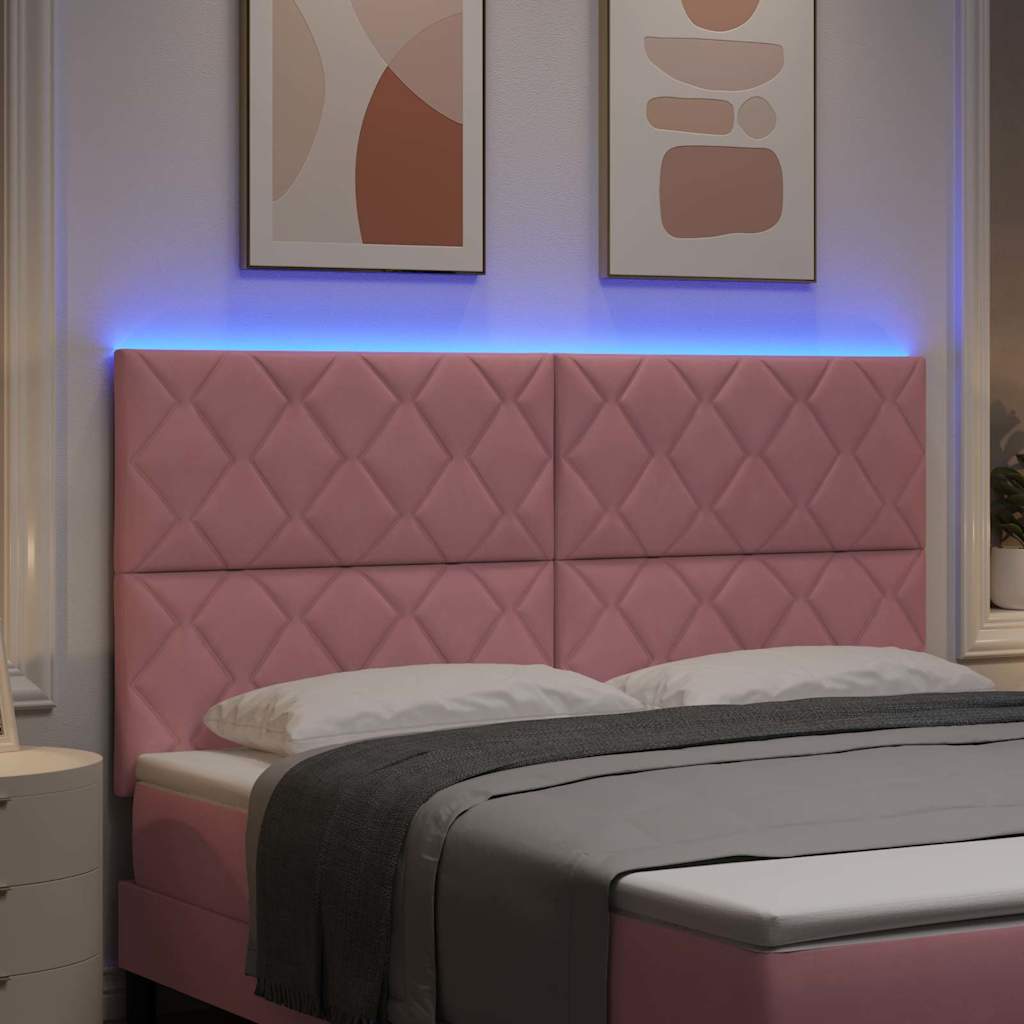 vidaXL LED κεφαλάρι Ροζ 180 cm Βελούδο