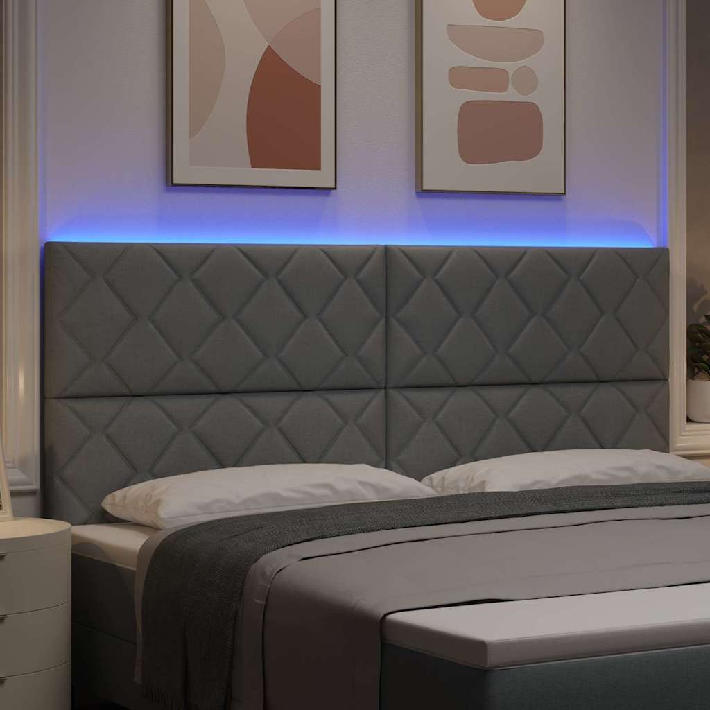 vidaXL LED κεφαλάρι Ανοιχτό γκρι ύφασμα