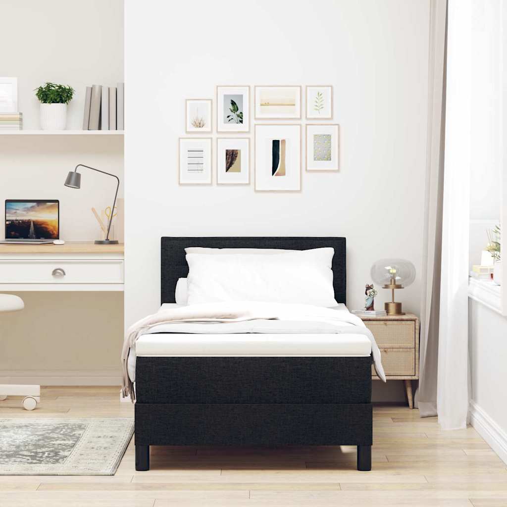 vidaXL Κρεβάτι με ελατήρια με κεφαλάρι Μαύρο 80 x 200 cm ύφασμα