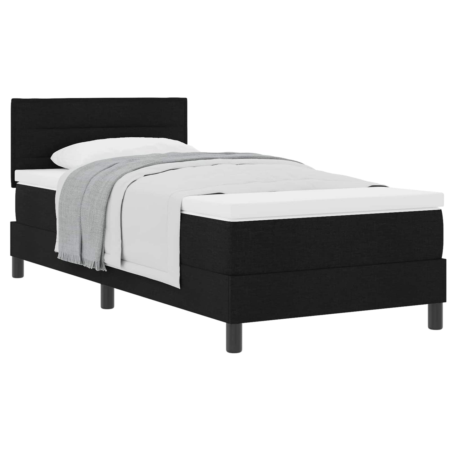 vidaXL Κρεβάτι με ελατήρια με κεφαλάρι Μαύρο 80 x 200 cm ύφασμα