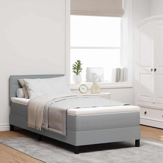 vidaXL Κρεβάτι Box Spring με Στρώμα Ανοιχτό Γκρι 90x190 εκ. Υφάσμα
