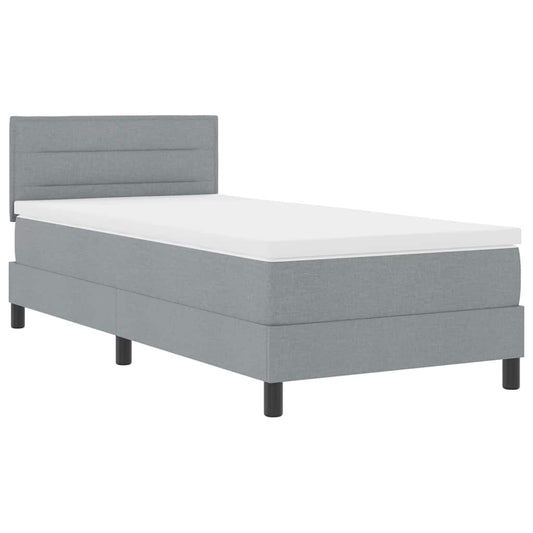 vidaXL Κρεβάτι Box Spring με Στρώμα Ανοιχτό Γκρι 90x190 εκ. Υφάσμα