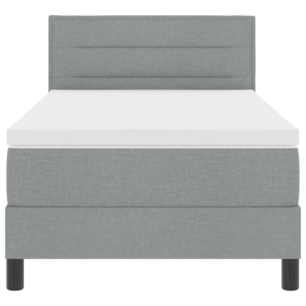 vidaXL Κρεβάτι Box Spring με Στρώμα Ανοιχτό Γκρι 90x190 εκ. Υφάσμα