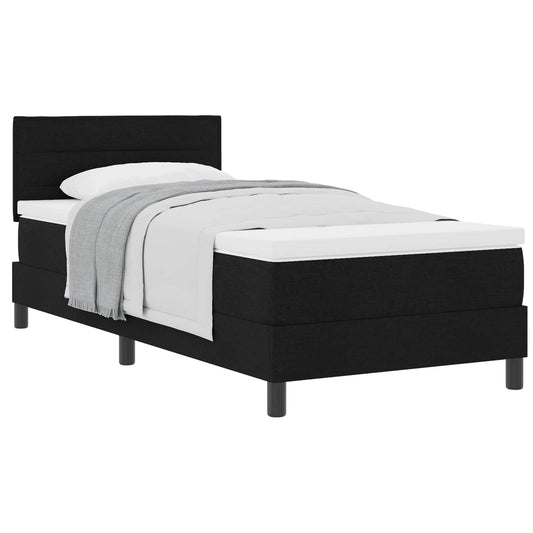 vidaXL Κρεβάτι με ελατήρια με κεφαλάρι Μαύρο 90 x 190 cm ύφασμα