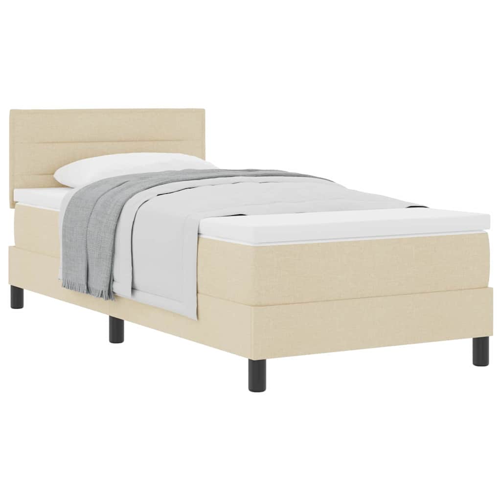 vidaXL Κρεβάτι box spring με στρώμα με στρώμα Κρεμ 90 x 190 cm ύφασμα