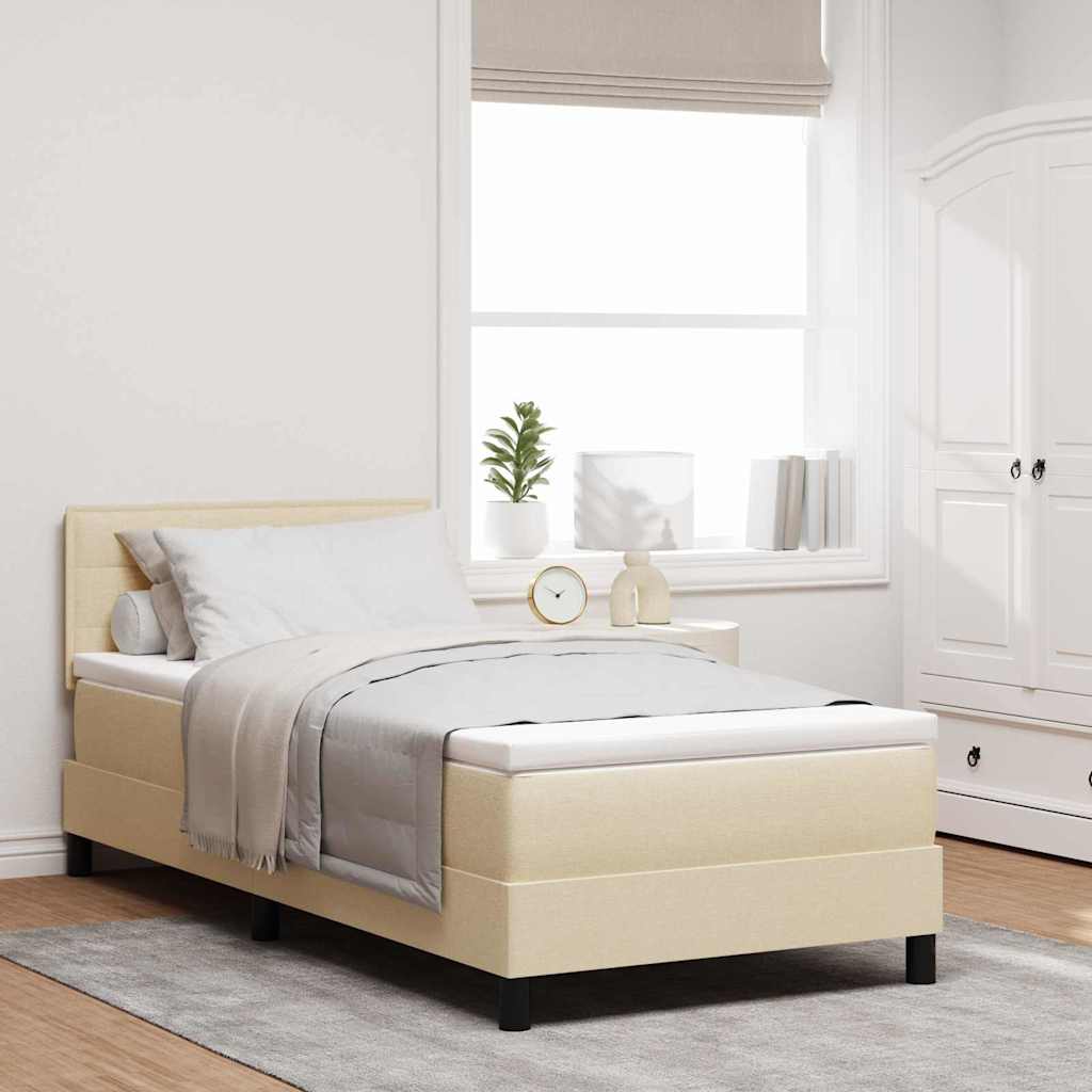 vidaXL Κρεβάτι με ελατήρια με κεφαλάρι Κρεμ 90 x 200 cm ύφασμα