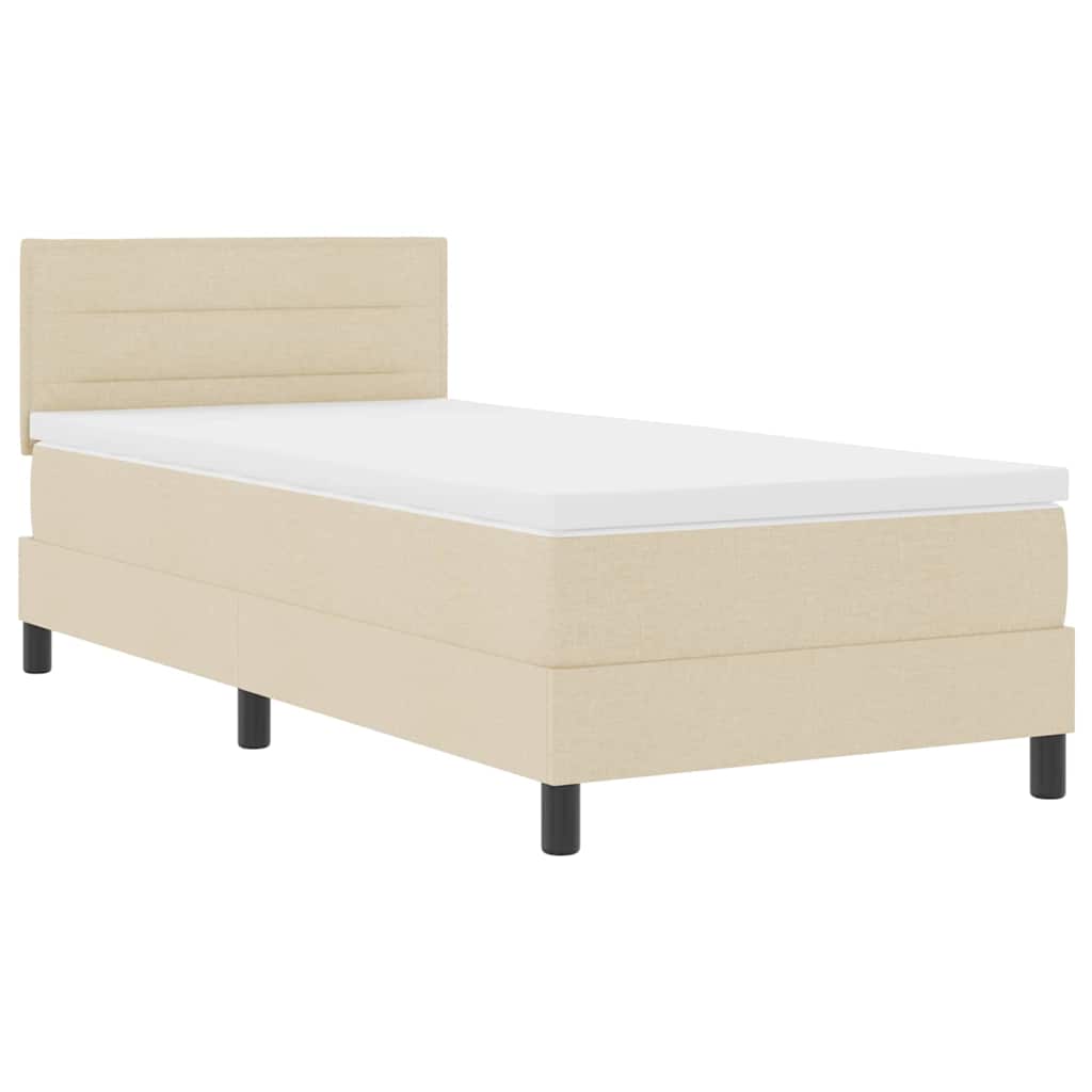 vidaXL Κρεβάτι με ελατήρια με κεφαλάρι Κρεμ 90 x 200 cm ύφασμα