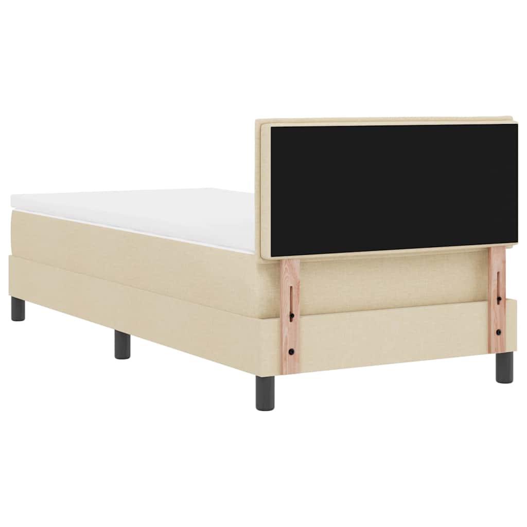 vidaXL Κρεβάτι με ελατήρια με κεφαλάρι Κρεμ 90 x 200 cm ύφασμα