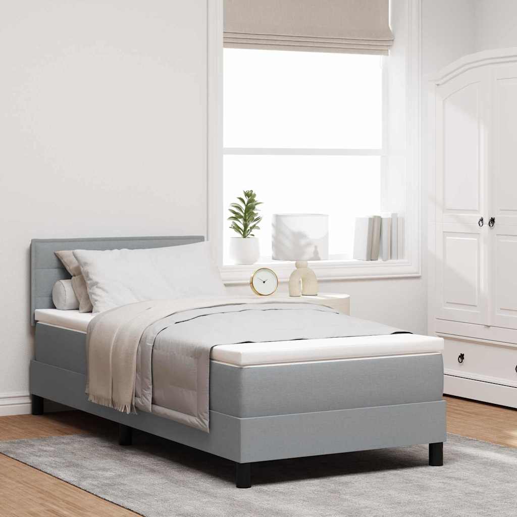 vidaXL Κρεβάτι box spring με στρώμα Ανοιχτό γκρι 100 x 200 cm ύφασμα