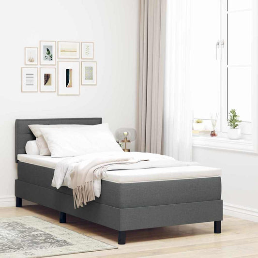 vidaXL Κρεβάτι Box Spring με Στρώμα Σκούρο Γκρι 100x200 εκ. Ύφασμα