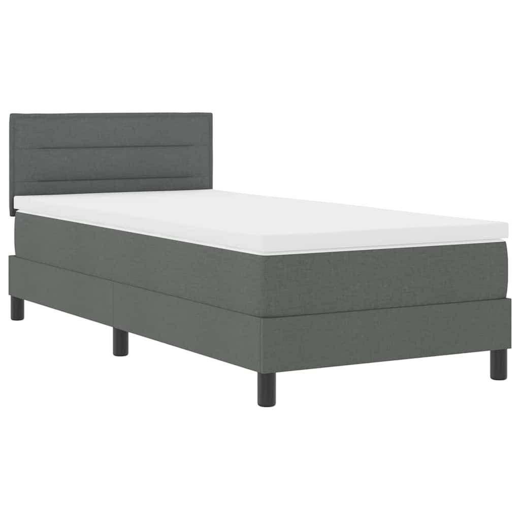 vidaXL Κρεβάτι Box Spring με Στρώμα Σκούρο Γκρι 100x200 εκ. Ύφασμα