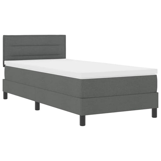 vidaXL Κρεβάτι Box Spring με Στρώμα Σκούρο Γκρι 100x200 εκ. Ύφασμα