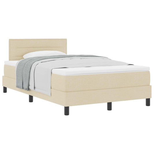 vidaXL Κρεβάτι με ελατήρια με κεφαλάρι Κρεμ 120 x 190 cm ύφασμα