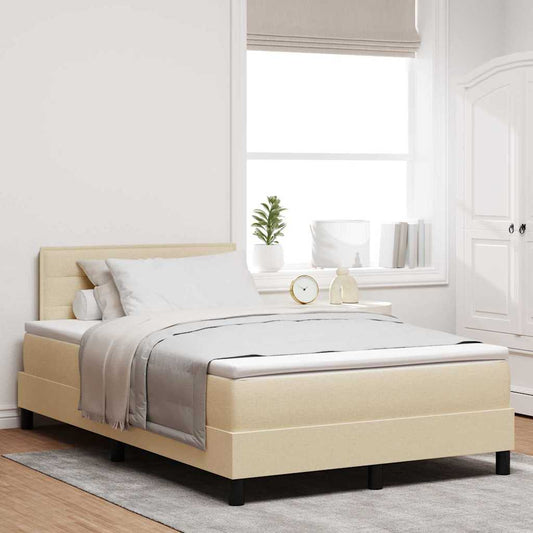 vidaXL Κρεβάτι box spring με στρώμα με στρώμα Κρεμ 120 x 200 cm ύφασμα
