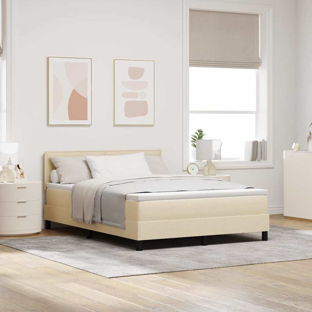 vidaXL Κρεβάτι με ελατήρια με μαξιλάρι Κρεμ 140 x 190 cm ύφασμα