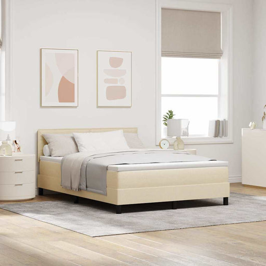 vidaXL Κρεβάτι με ελατήρια με μαξιλάρι Κρεμ 140 x 190 cm ύφασμα