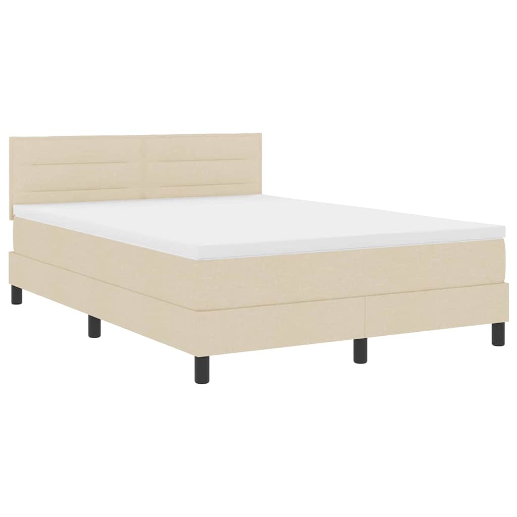vidaXL Κρεβάτι με ελατήρια με μαξιλάρι Κρεμ 140 x 190 cm ύφασμα