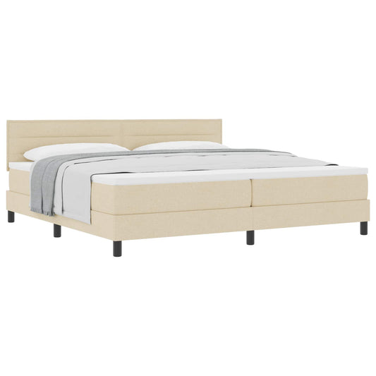 vidaXL Κρεβάτι με ελατήρια με κεφαλάρι Κρεμ 200 x 200 cm ύφασμα