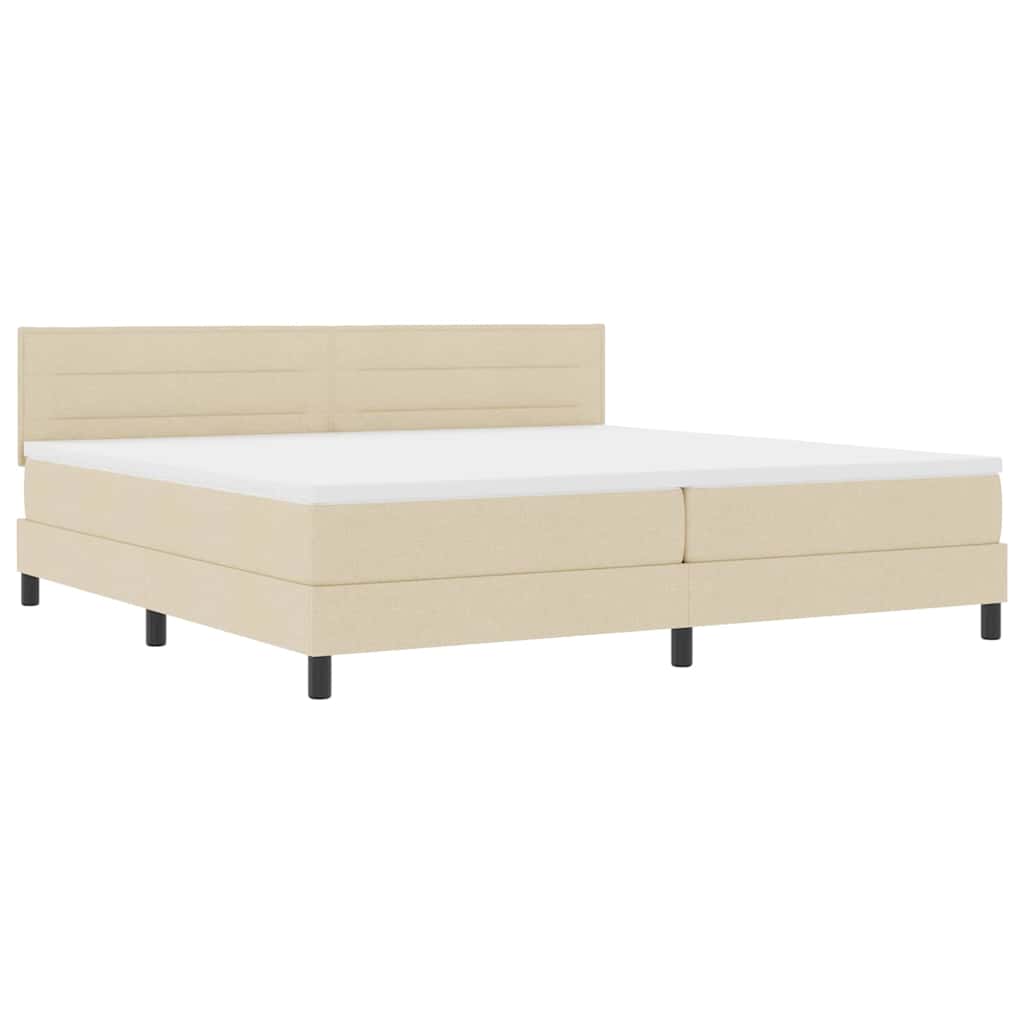 vidaXL Κρεβάτι με ελατήρια με κεφαλάρι Κρεμ 200 x 200 cm ύφασμα