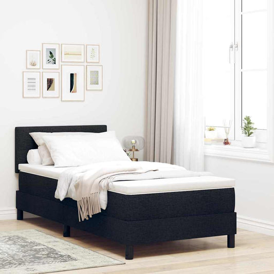 vidaXL Κρεβάτι box spring με στρώμα με στρώμα Μαύρο 80 x 200 cm ύφασμα