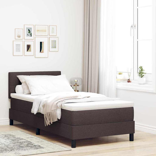 vidaXL Κρεβάτι box spring με στρώμα Σκούρο Καφέ 80 x 200 cm ύφασμα