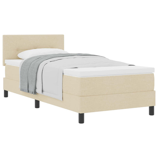 vidaXL Κρεβάτι με ελατήρια με κεφαλάρι Κρεμ 90 x 200 cm ύφασμα