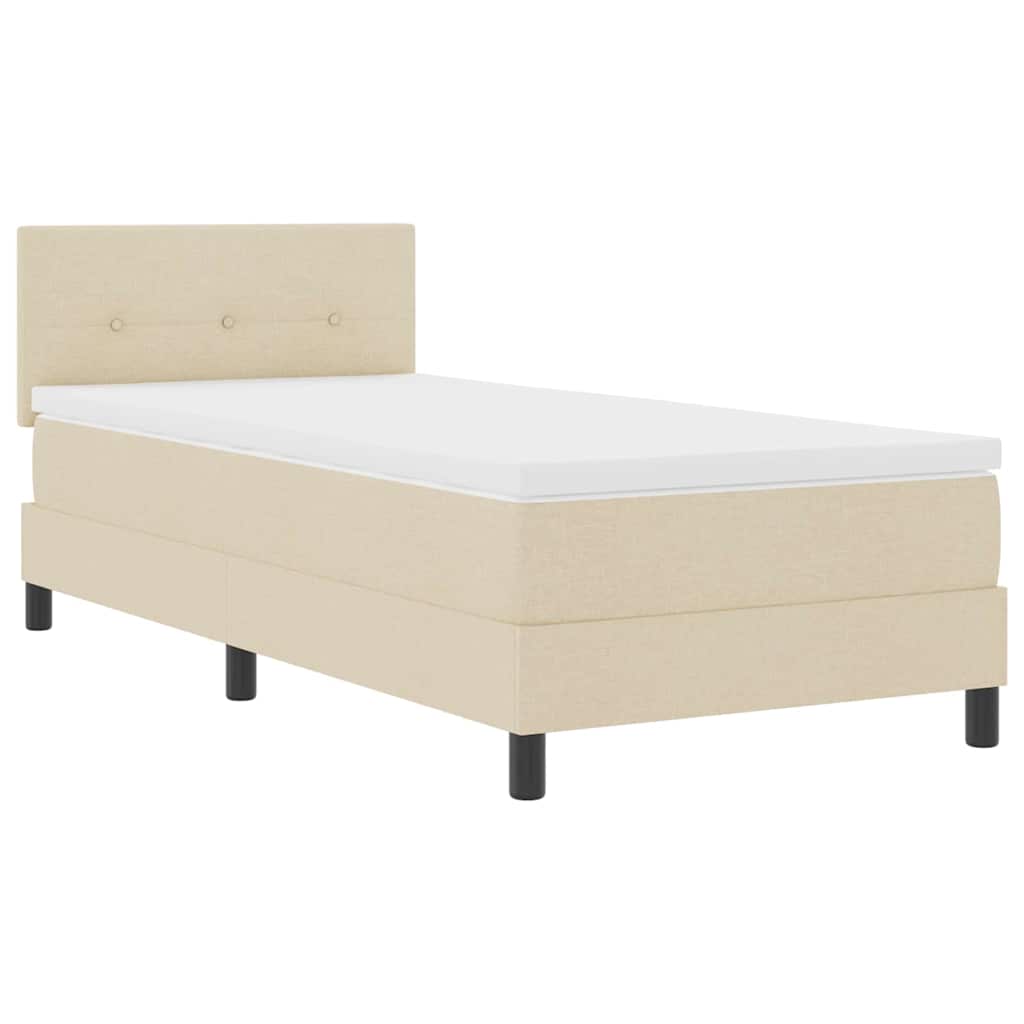 vidaXL Κρεβάτι με ελατήρια με κεφαλάρι Κρεμ 90 x 200 cm ύφασμα