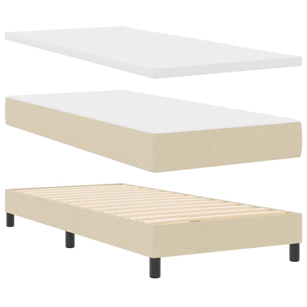 vidaXL Κρεβάτι με ελατήρια με κεφαλάρι Κρεμ 90 x 200 cm ύφασμα