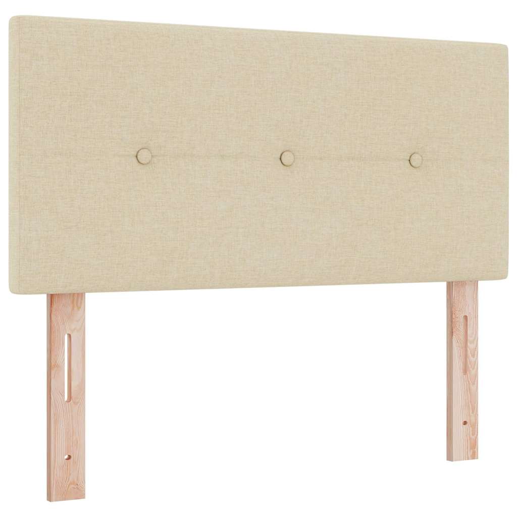 vidaXL Κρεβάτι με ελατήρια με κεφαλάρι Κρεμ 90 x 200 cm ύφασμα