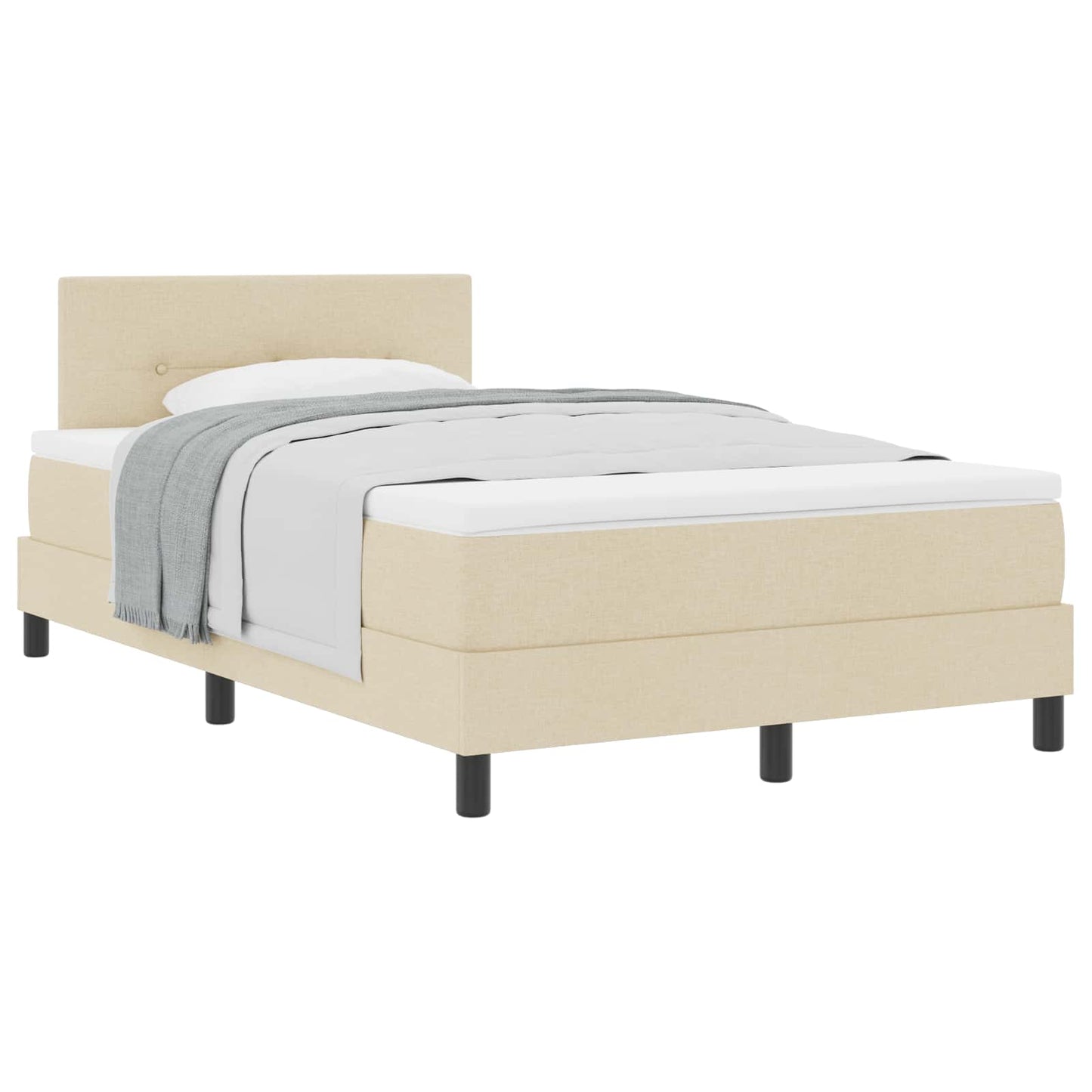 vidaXL Κρεβάτι με ελατήρια με κεφαλάρι Κρεμ 120 x 190 cm ύφασμα