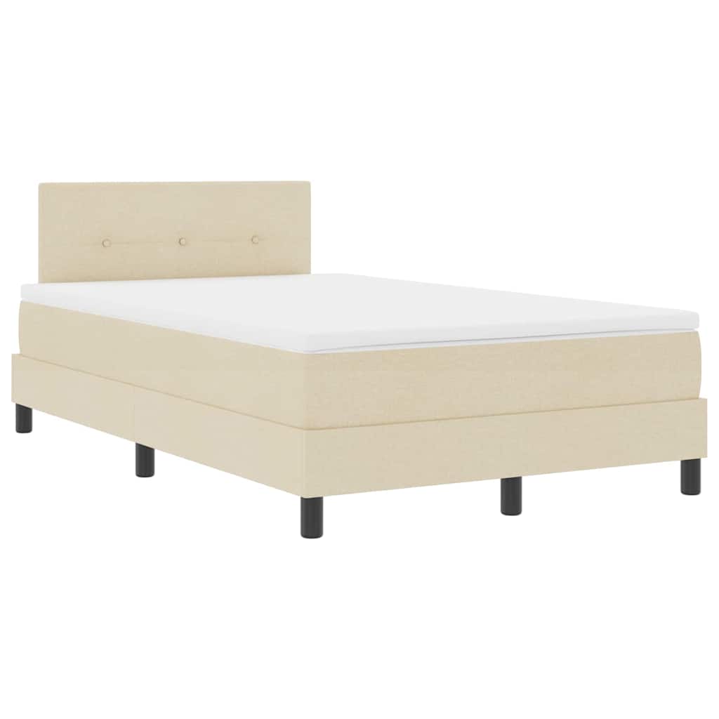 vidaXL Κρεβάτι με ελατήρια με κεφαλάρι Κρεμ 120 x 190 cm ύφασμα