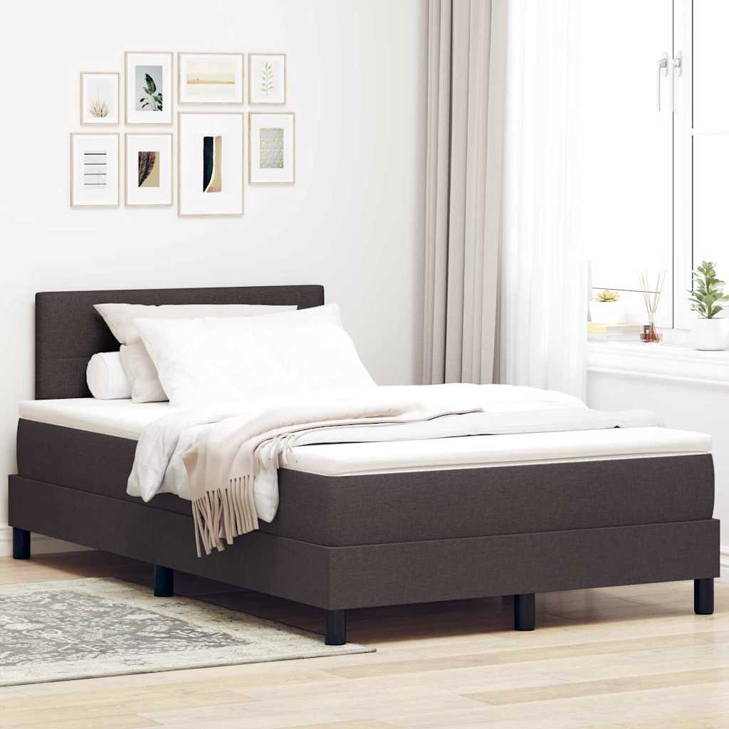 vidaXL Κρεβάτι box spring με στρώμα Σκούρο Καφέ 120 x 200 cm ύφασμα