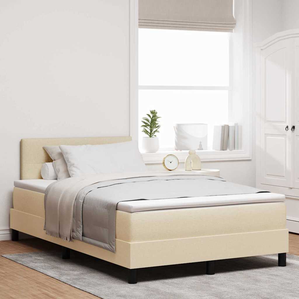 vidaXL Κρεβάτι με ελατήρια με κεφαλάρι Κρεμ 120 x 200 cm ύφασμα